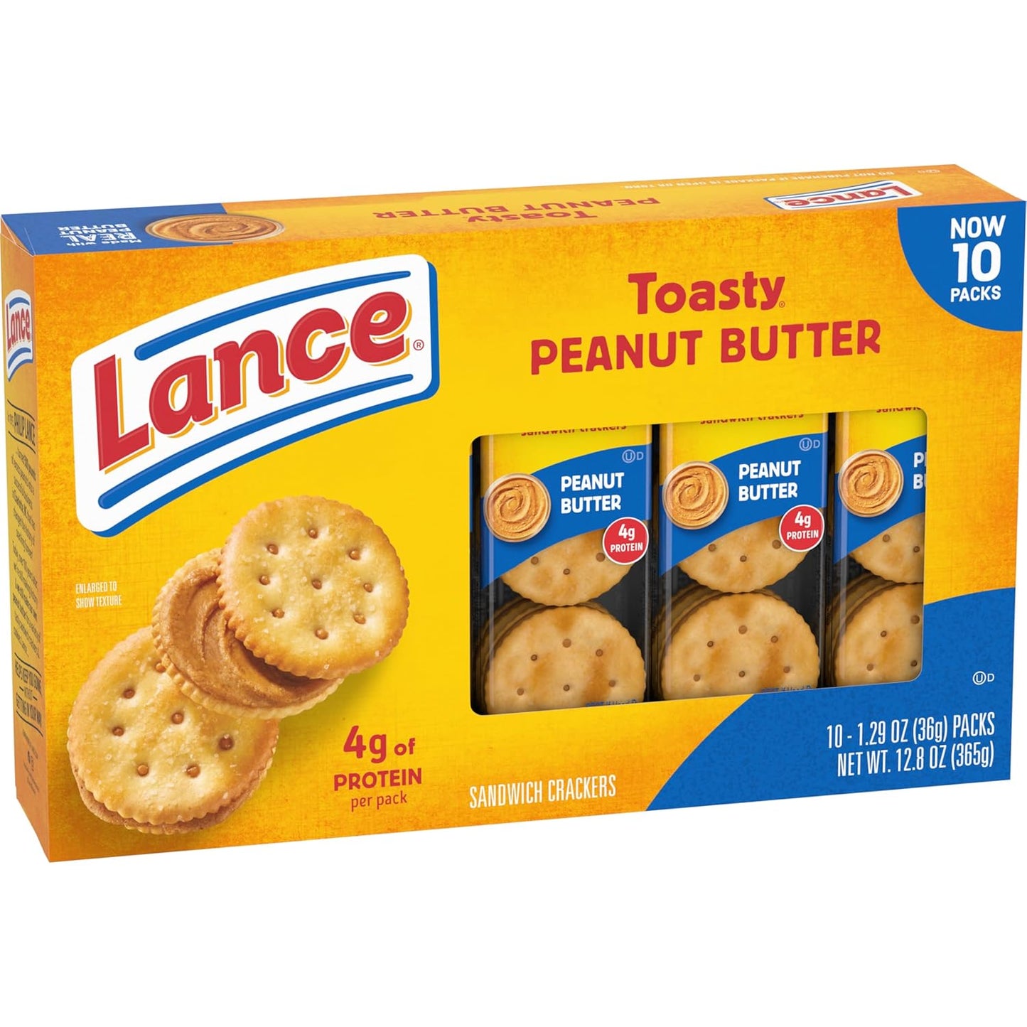 Toasty Peanut Butter Sandwich Crackers - 10 Individually Wrapped Packs with 6 Sandwiches Each!