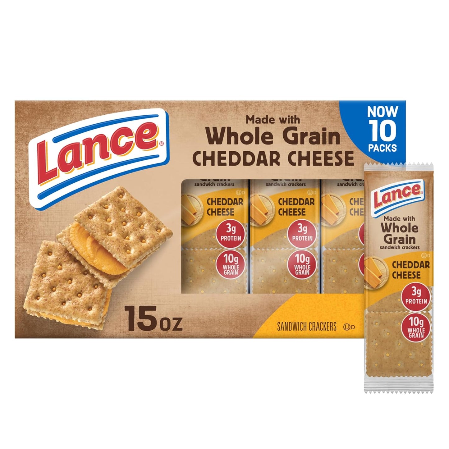Toasty Peanut Butter Sandwich Crackers - 10 Individually Wrapped Packs with 6 Sandwiches Each!