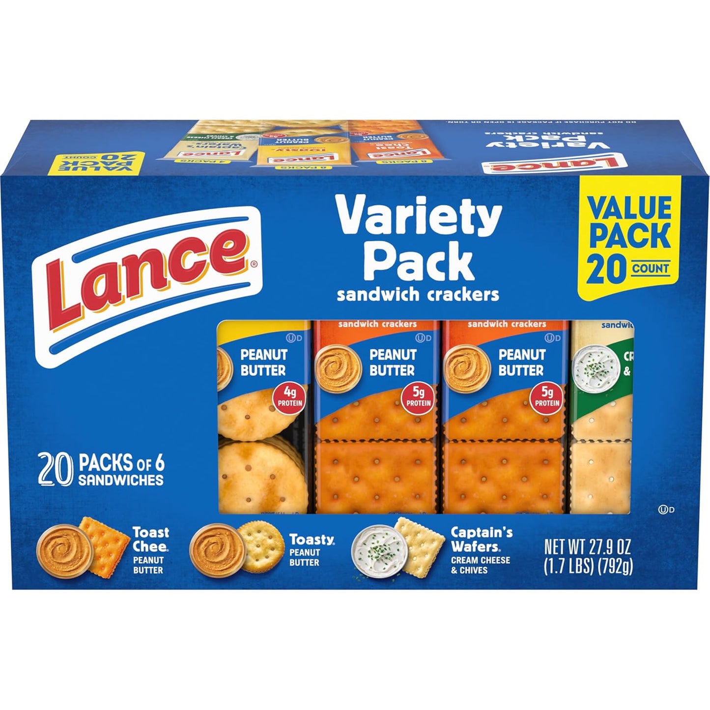 Toasty Peanut Butter Sandwich Crackers - 10 Individually Wrapped Packs with 6 Sandwiches Each!
