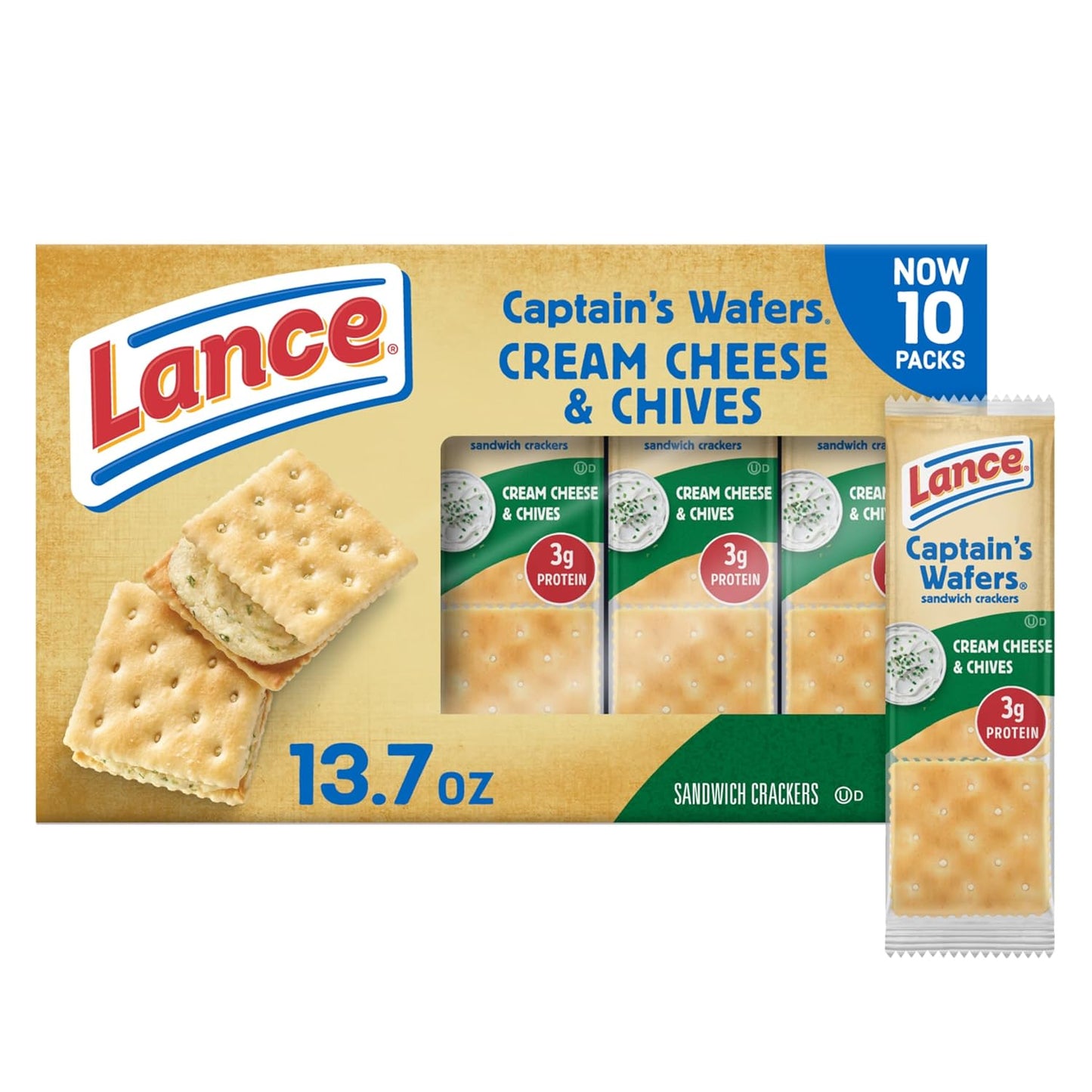 Toasty Peanut Butter Sandwich Crackers - 10 Individually Wrapped Packs with 6 Sandwiches Each!