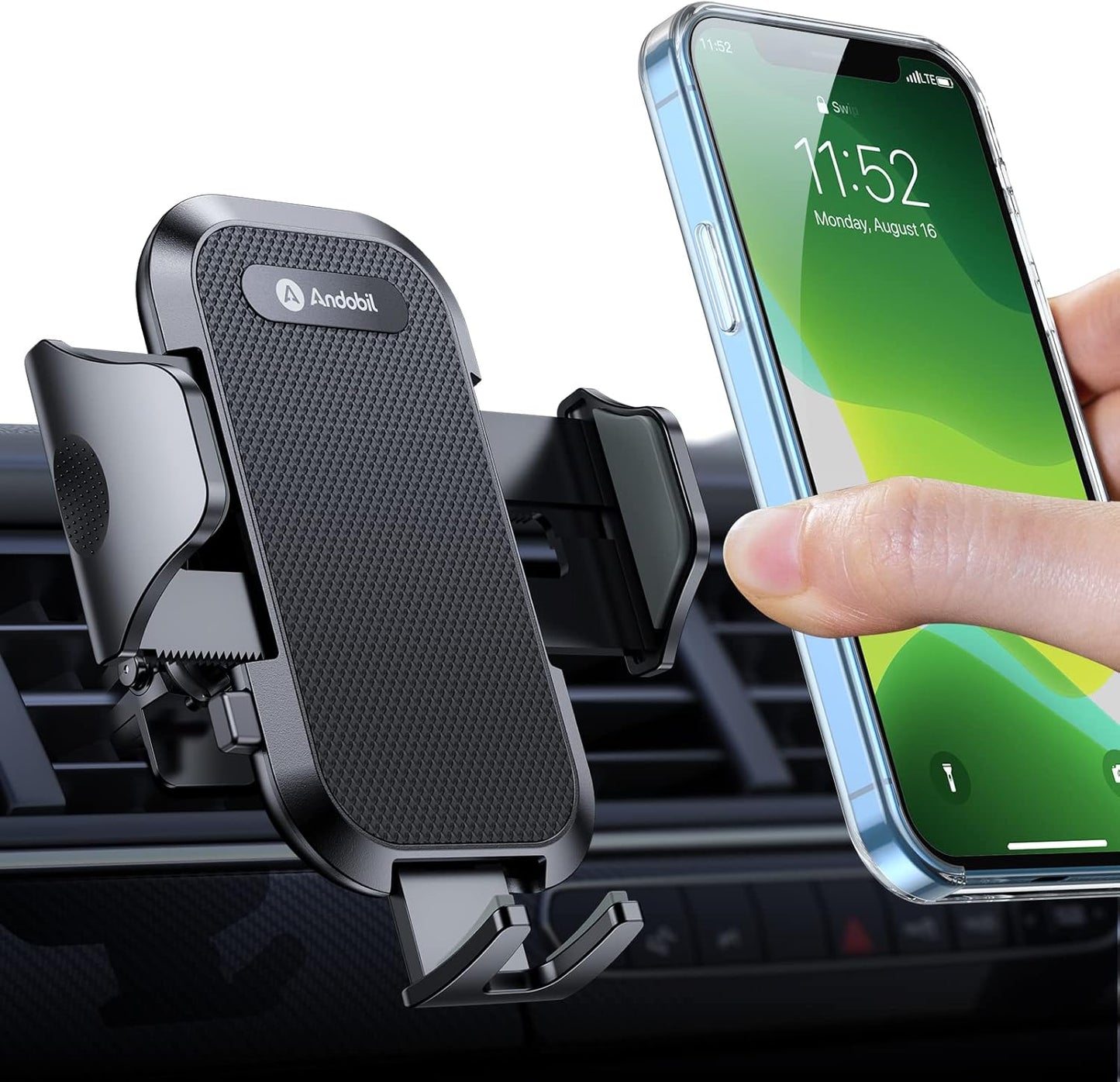 Military-Grade Car Phone Mount - Ultra-Stable Grip, Easy to Use, Compatible with iPhone 16 Pro Max, Android Samsung S24/S23, Silver Vent Accessory