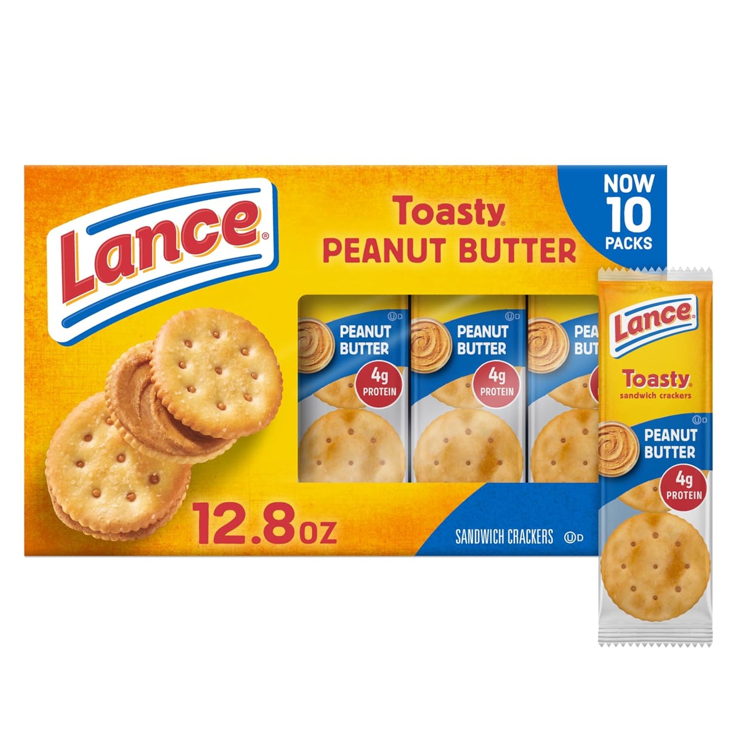 Toasty Peanut Butter Sandwich Crackers - 10 Individually Wrapped Packs with 6 Sandwiches Each!