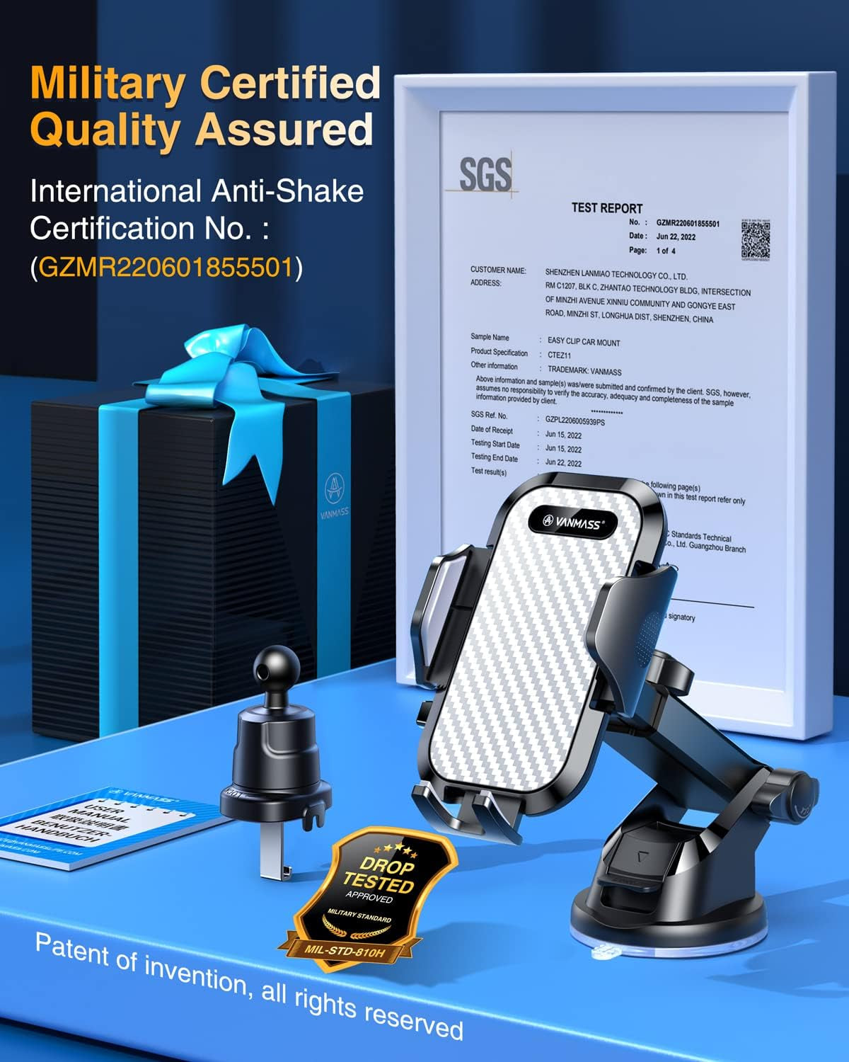 Military-Grade Car Phone Holder - Extra Strong Suction & Clip Mount for iPhone & Android - Ultimate Dashboard & Windshield Accessory