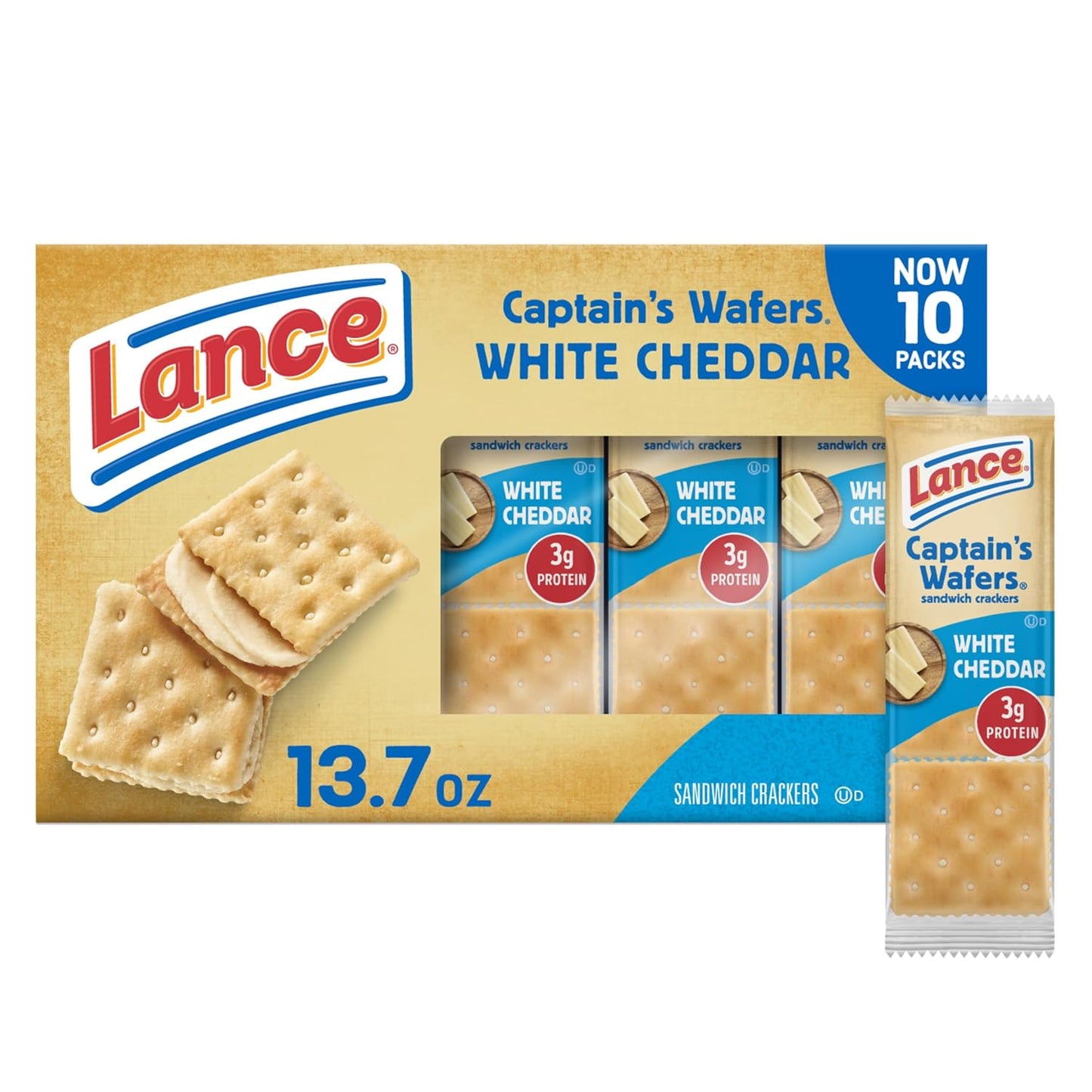 Toasty Peanut Butter Sandwich Crackers - 10 Individually Wrapped Packs with 6 Sandwiches Each!