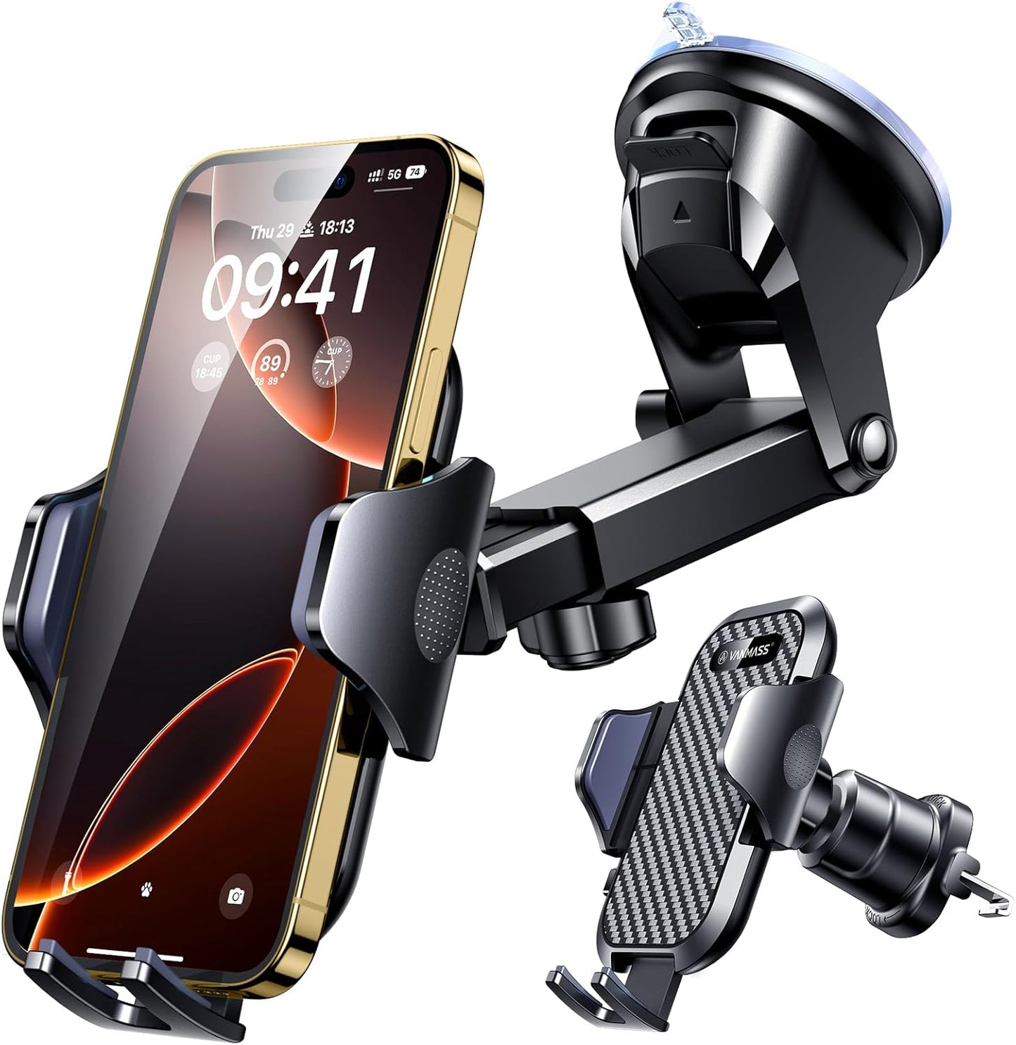 Ultimate Military-Grade Car Phone Holder – Super Strong Suction & Clip for Dashboard, Windshield & Vent for iPhone 16/15 Pro Max, 14/13 and Android – Last Longer, Stay Secure!