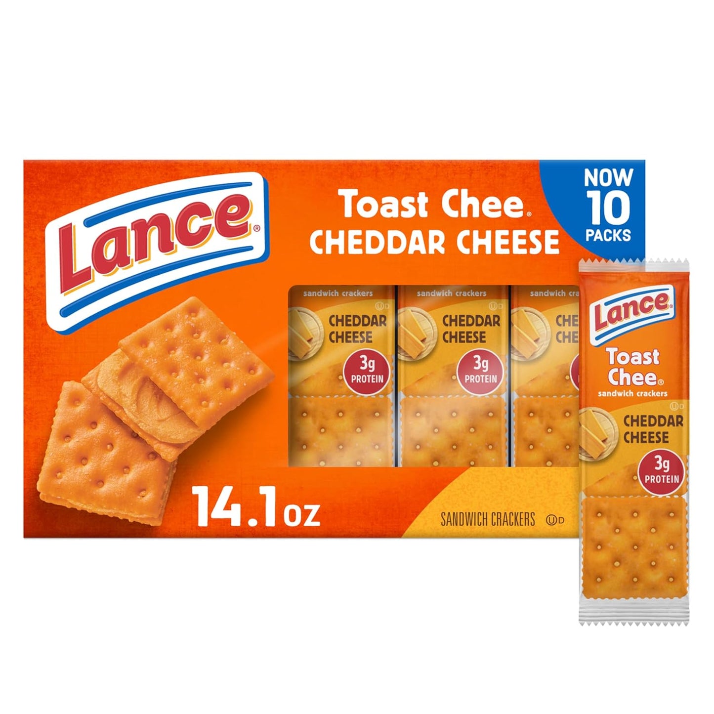 Toasty Peanut Butter Sandwich Crackers - 10 Individually Wrapped Packs with 6 Sandwiches Each!