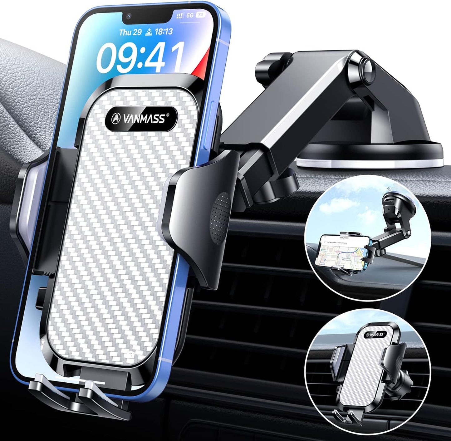 Military-Grade Car Phone Holder - Extra Strong Suction & Clip Mount for iPhone & Android - Ultimate Dashboard & Windshield Accessory