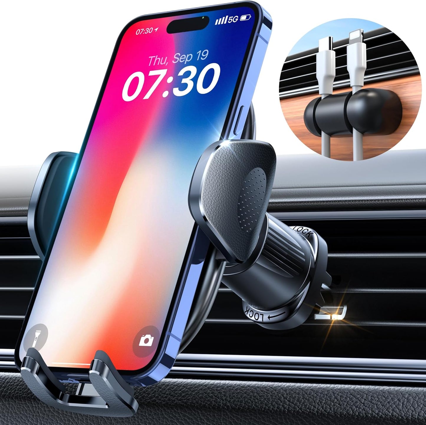 2025 Upgraded Car Phone Holder - Sturdy Metal Hook Clip, Ultimate Vent Mount for iPhone 16/15/14/13 & Samsung Android - No More Bumps! Compatible with All Smartphones - Sleek Black Design