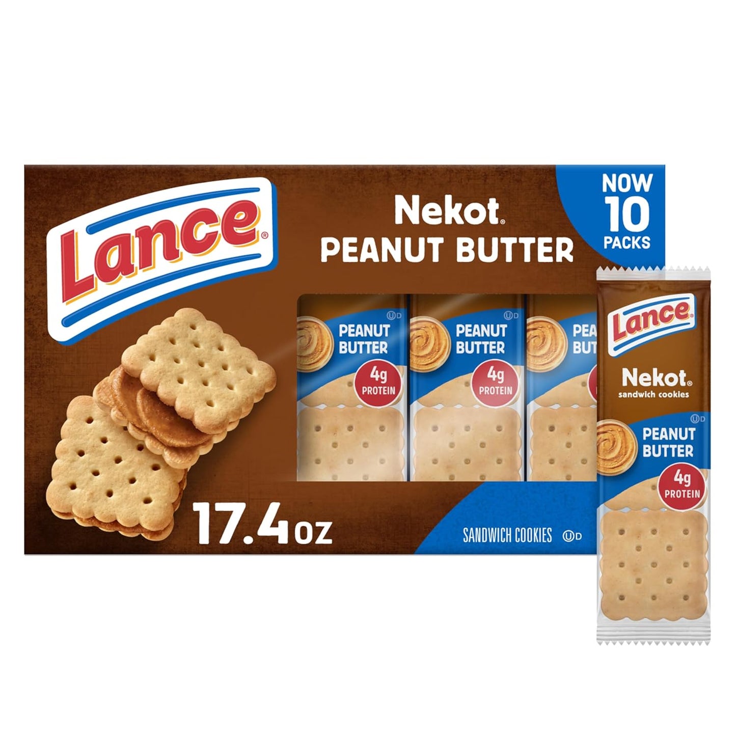 Toasty Peanut Butter Sandwich Crackers - 10 Individually Wrapped Packs with 6 Sandwiches Each!