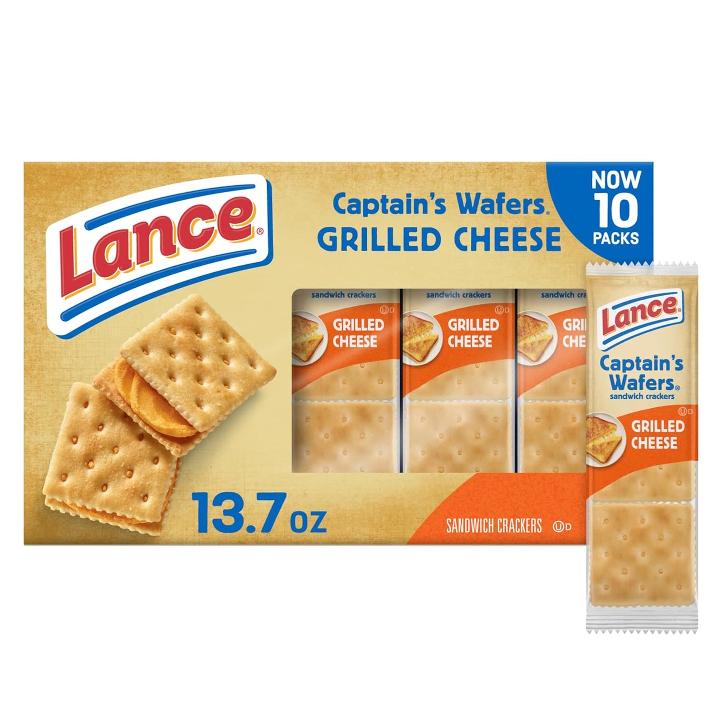 Toasty Peanut Butter Sandwich Crackers - 10 Individually Wrapped Packs with 6 Sandwiches Each!