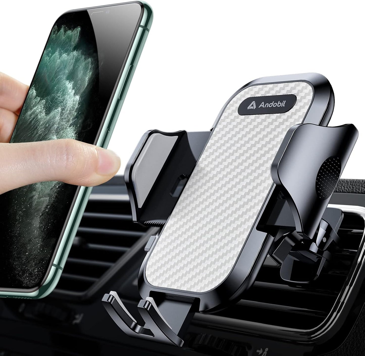 Military-Grade Car Phone Mount - Ultra-Stable Grip, Easy to Use, Compatible with iPhone 16 Pro Max, Android Samsung S24/S23, Silver Vent Accessory