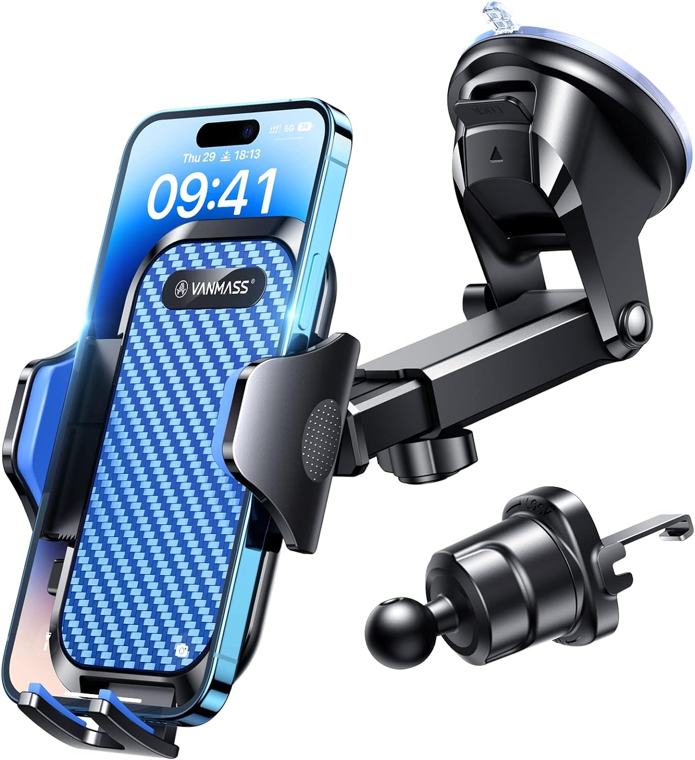 Ultimate Military-Grade Car Phone Holder – Super Strong Suction & Clip for Dashboard, Windshield & Vent for iPhone 16/15 Pro Max, 14/13 and Android – Last Longer, Stay Secure!