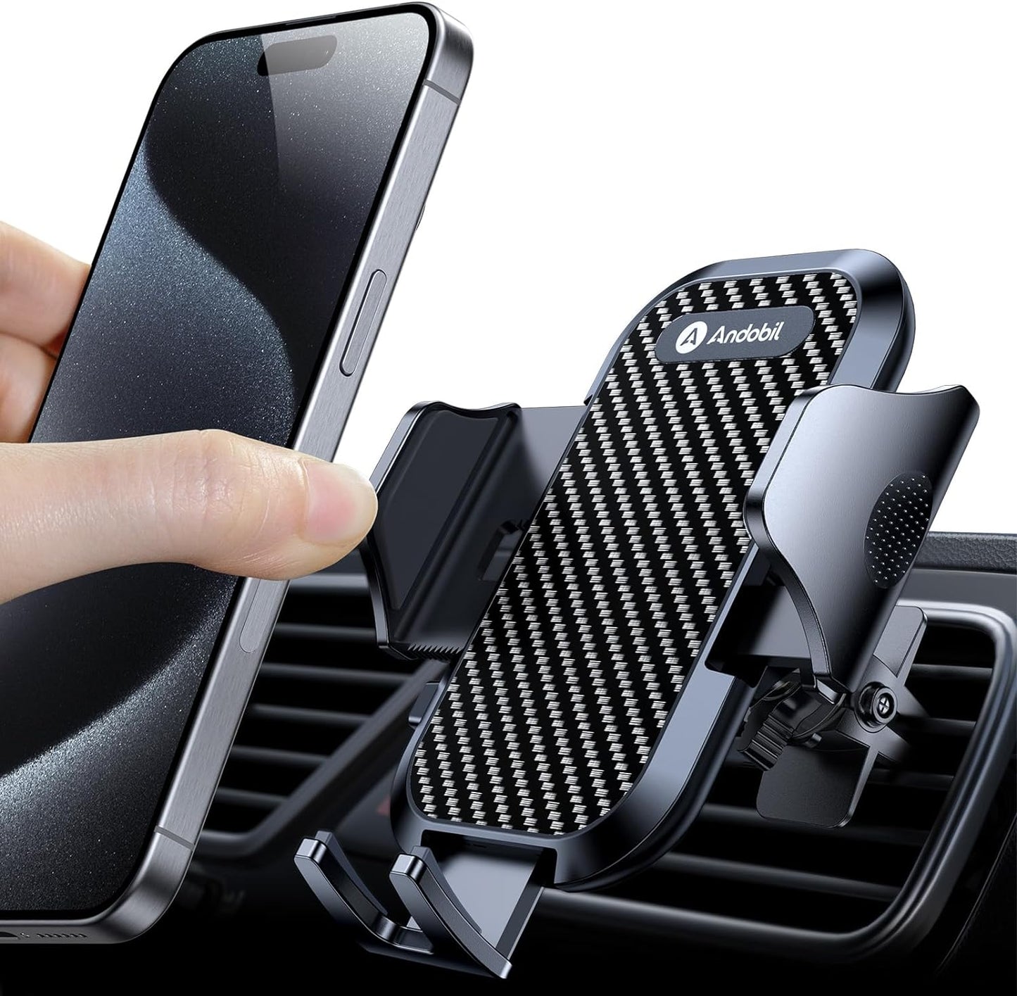 Military-Grade Car Phone Holder - Sturdy, Non-Slip Mount for iPhone 16/15/14/13/12 Pro Max & Samsung S24, Silver
