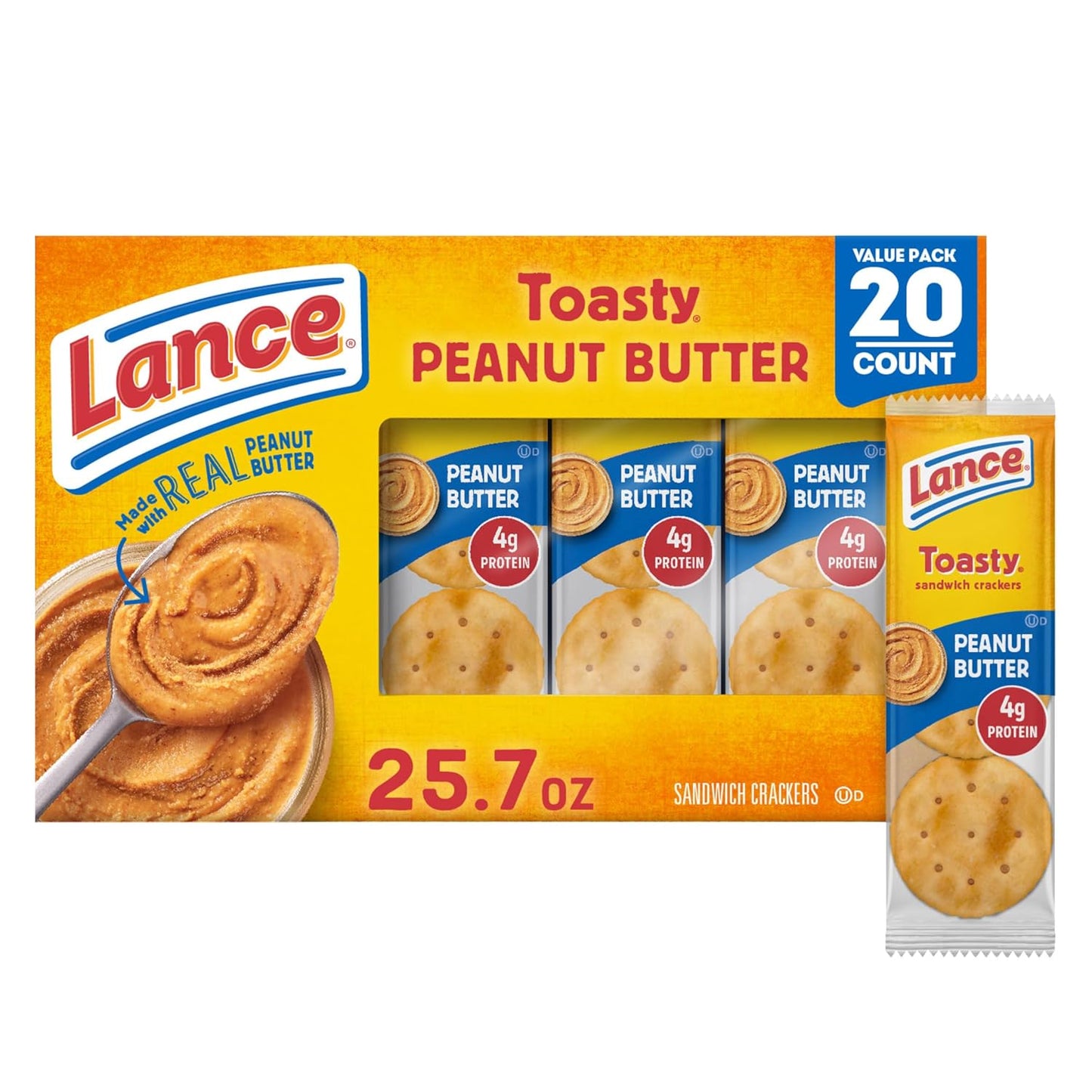 Toasty Peanut Butter Sandwich Crackers - 10 Individually Wrapped Packs with 6 Sandwiches Each!