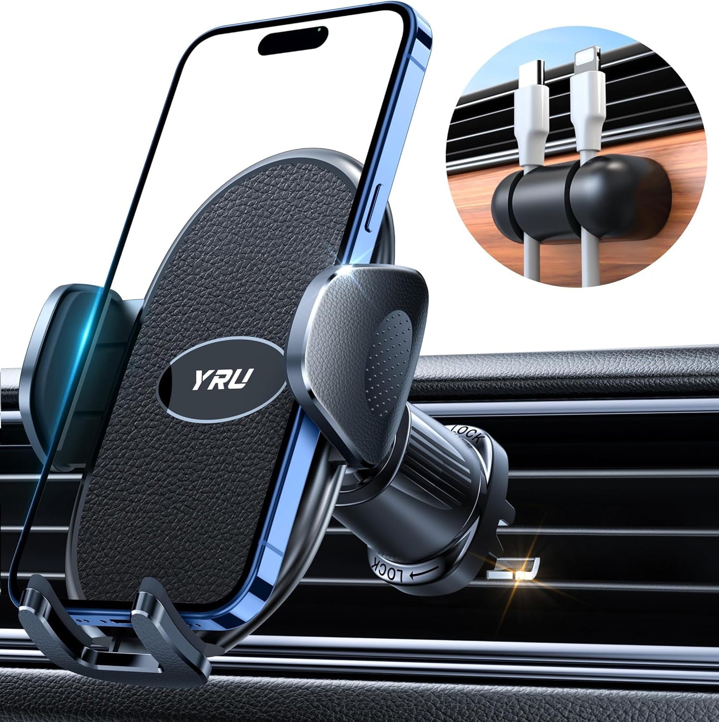 2025 Upgraded Car Phone Holder - Sturdy Metal Hook Clip, Ultimate Vent Mount for iPhone 16/15/14/13 & Samsung Android - No More Bumps! Compatible with All Smartphones - Sleek Black Design