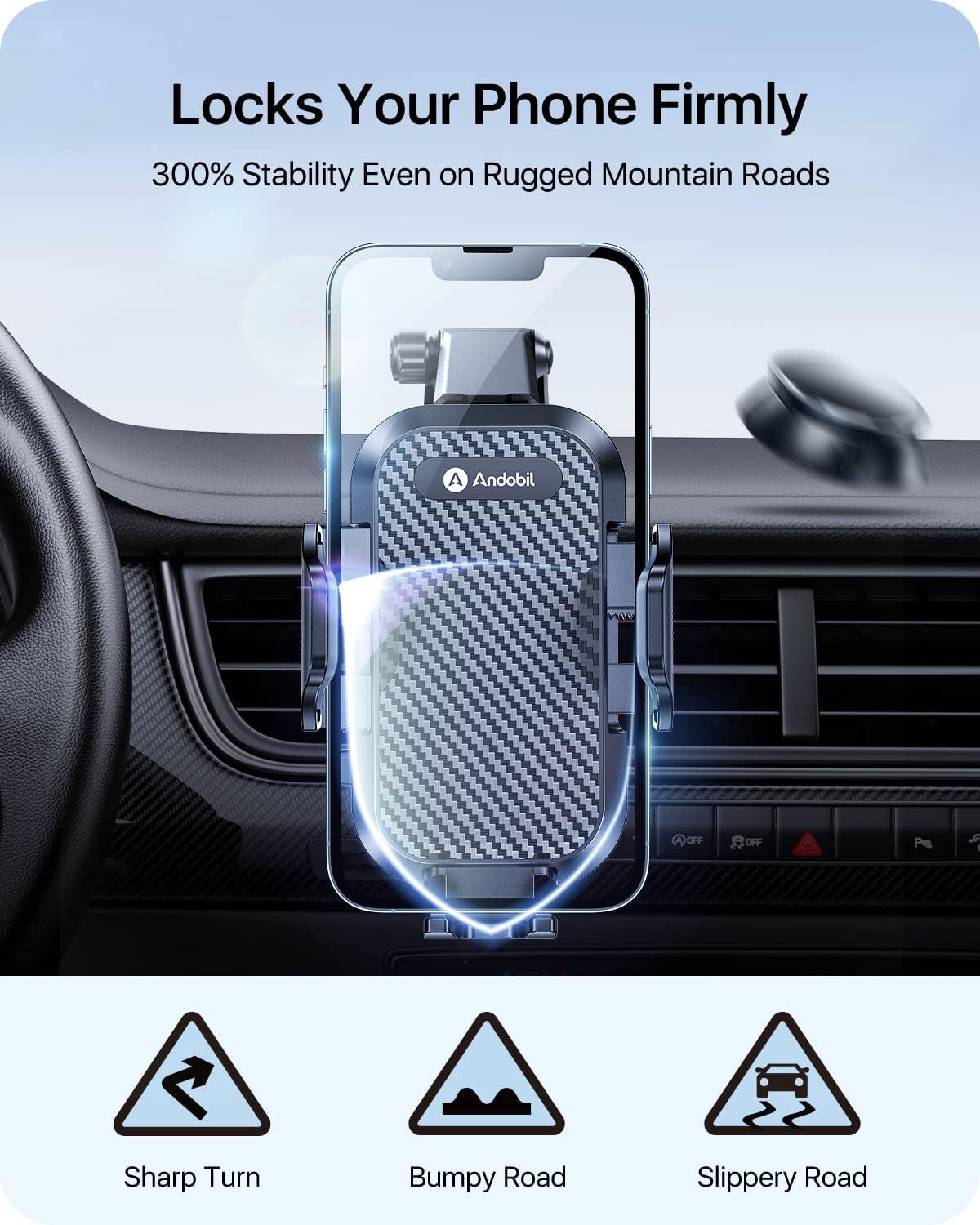 2025 Military-Grade Car Phone Holder - 85Lbs Ultimate Suction Mount for iPhone 16/15 Pro Max & Samsung - Perfect for Dashboard, Windshield & Vent