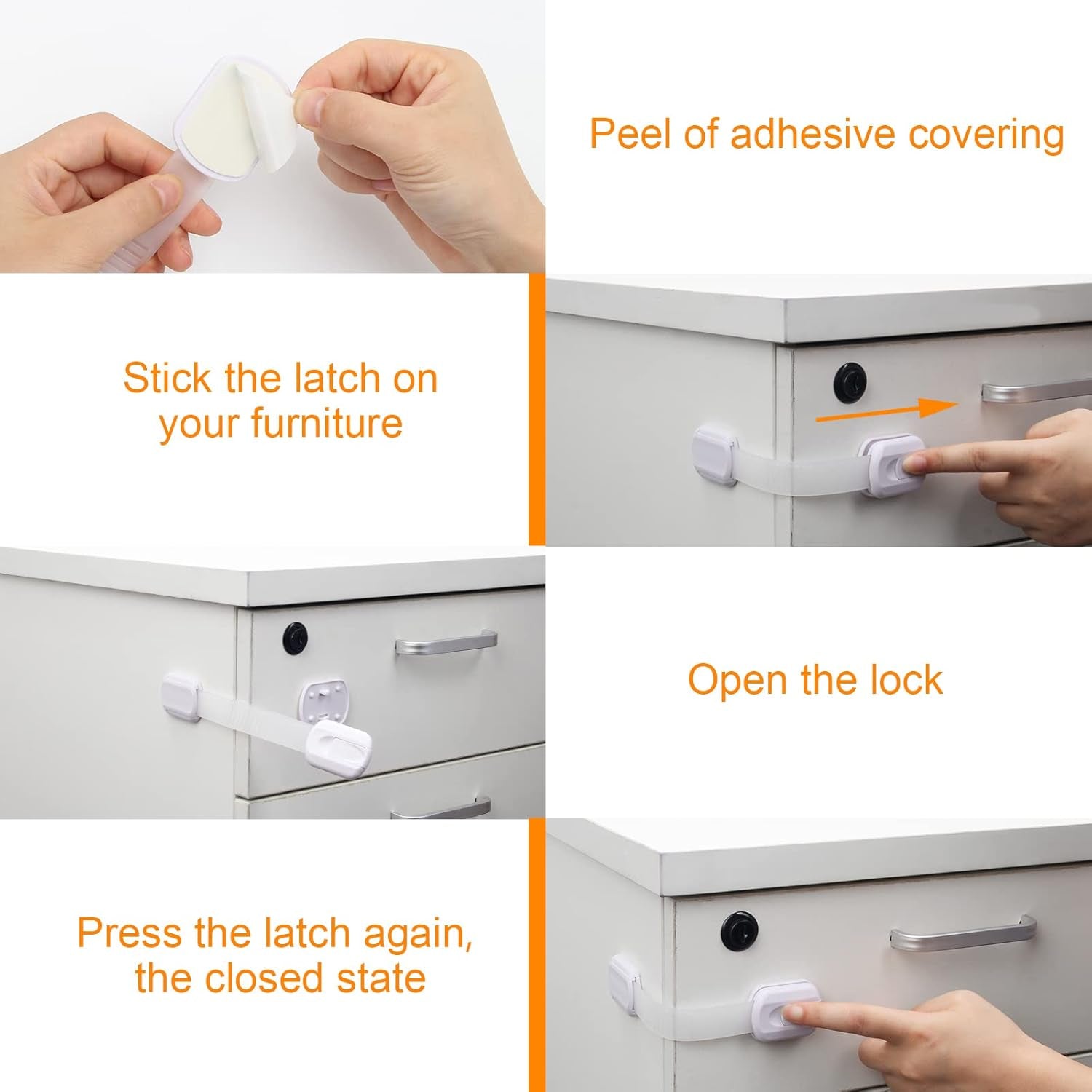 Ultimate Child Safety Strap Locks – 12 Pack for Drawers, Cabinets & Dishwashers – Tool-Free Baby Proofing Solution