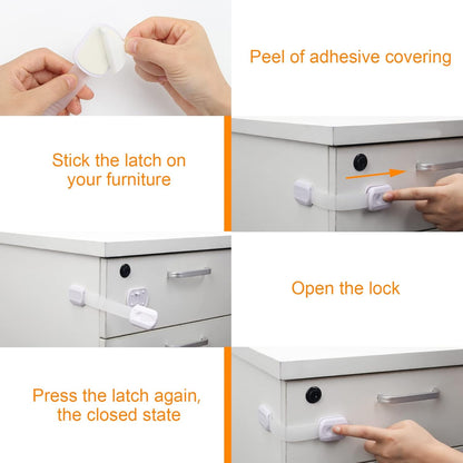 Ultimate Child Safety Strap Locks – 12 Pack for Drawers, Cabinets & Dishwashers – Tool-Free Baby Proofing Solution