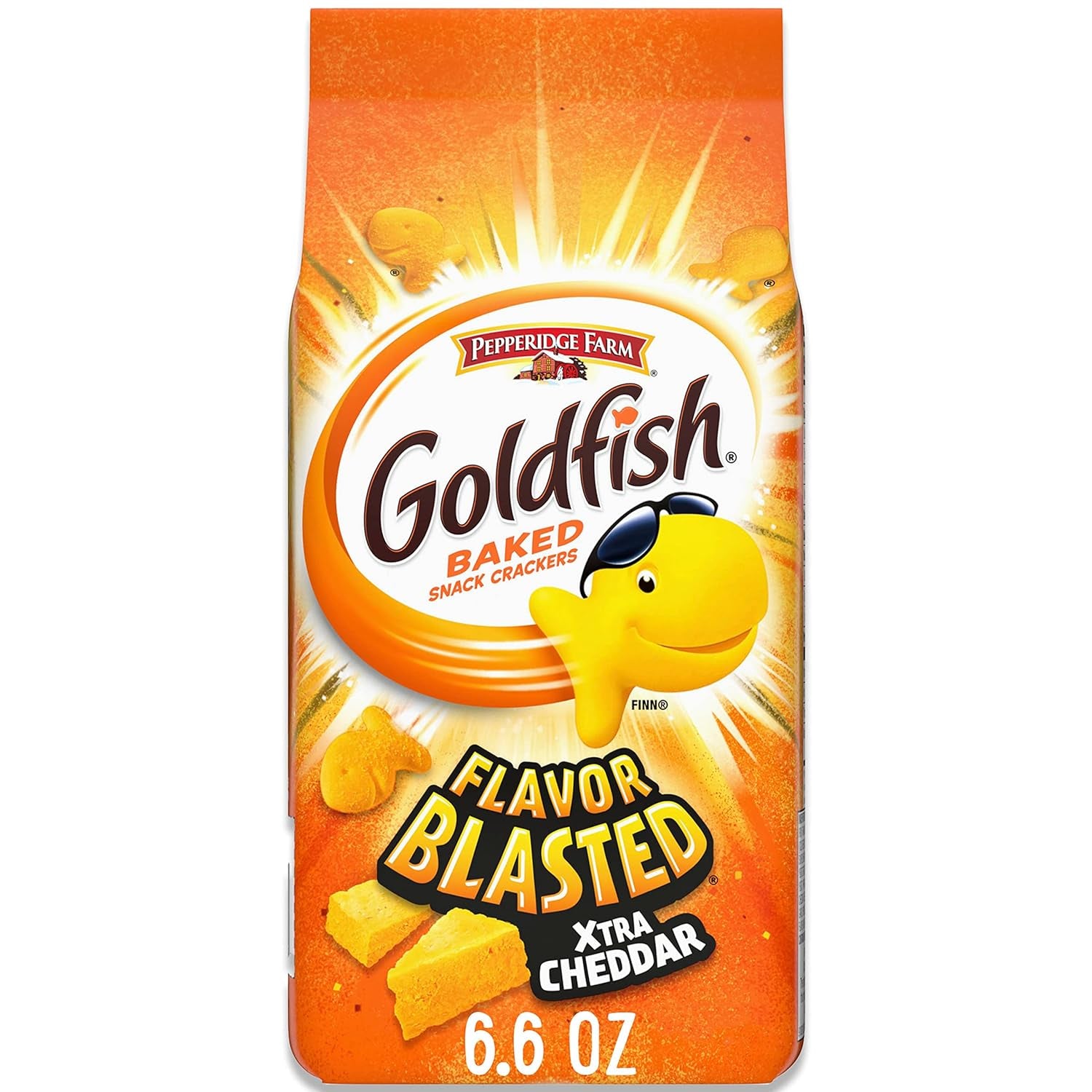 Indulge in  Flavor Blasted Xtra Cheddar Cheese Crackers - 6.6 Oz Baked Snack Bag!