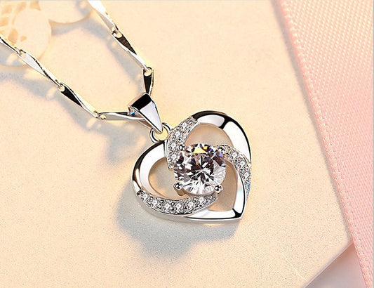 Heart-Shaped Diamond Pendant Necklace