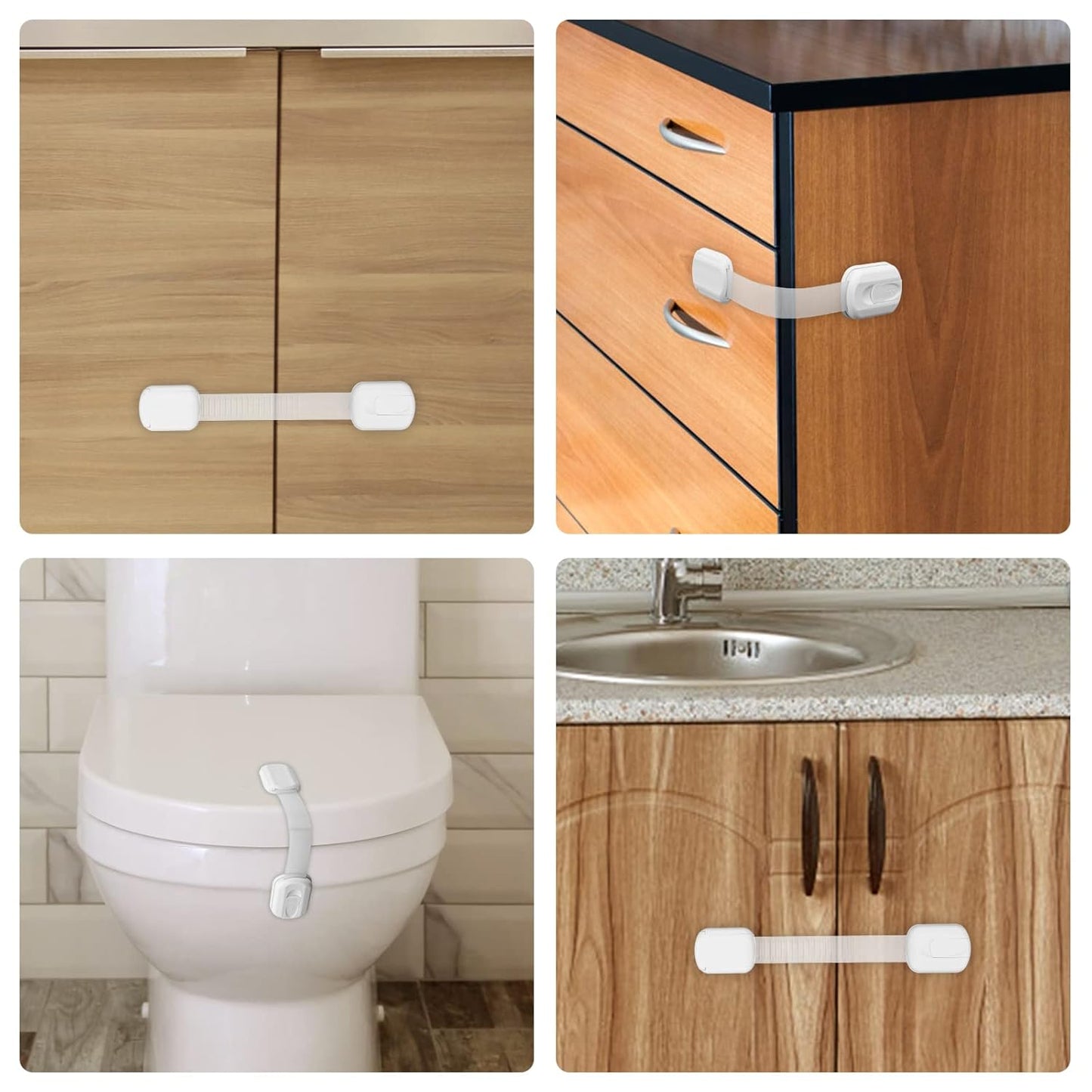 Ultimate Child Safety Strap Locks – 12 Pack for Drawers, Cabinets & Dishwashers – Tool-Free Baby Proofing Solution