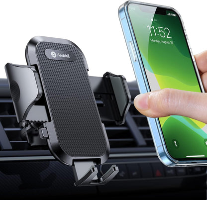 Military-Grade Car Phone Mount - Ultra-Stable Grip, Easy to Use, Compatible with iPhone 16 Pro Max, Android Samsung S24/S23, Silver Vent Accessory