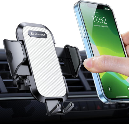 Military-Grade Car Phone Holder - Sturdy, Non-Slip Mount for iPhone 16/15/14/13/12 Pro Max & Samsung S24, Silver