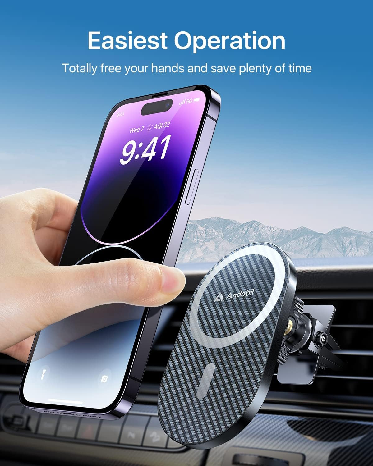 Magnetic Car Mount Pro - Strongest Magnet, Perfect for iPhone 16/15/14/13 Pro Max & Samsung S24/S23, Big Phone Friendly, Ultimate Stability for Your Drive!