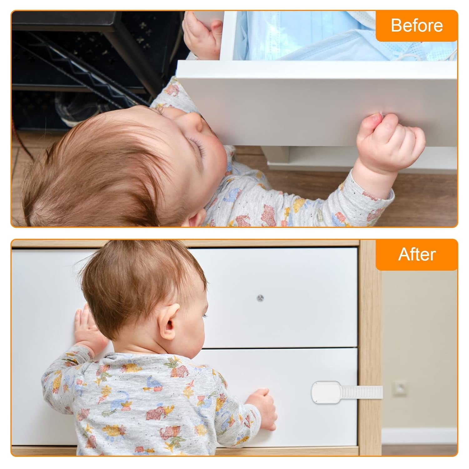 Ultimate Child Safety Strap Locks – 12 Pack for Drawers, Cabinets & Dishwashers – Tool-Free Baby Proofing Solution