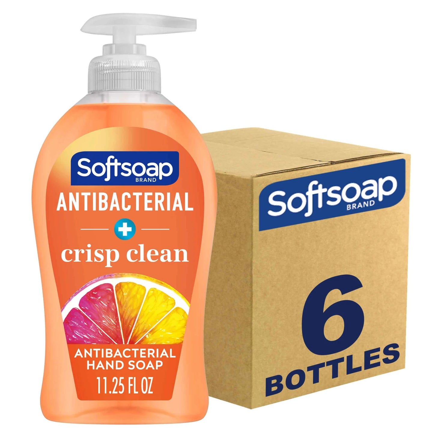 Antibacterial Liquid Hand Soap Pump, Crisp Clean - 11.25 Fluid Ounce (6 Pack)