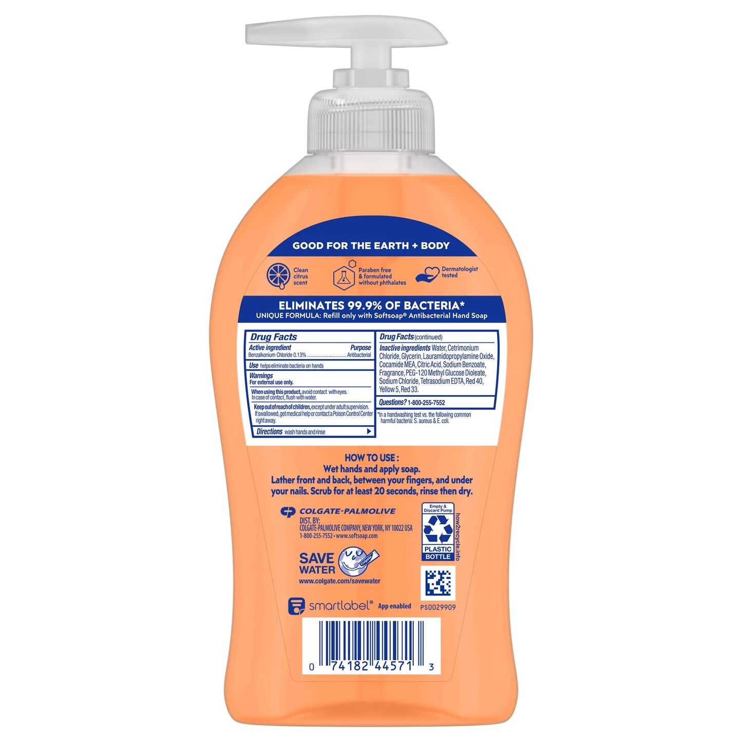 Antibacterial Liquid Hand Soap Pump, Crisp Clean - 11.25 Fluid Ounce (6 Pack)