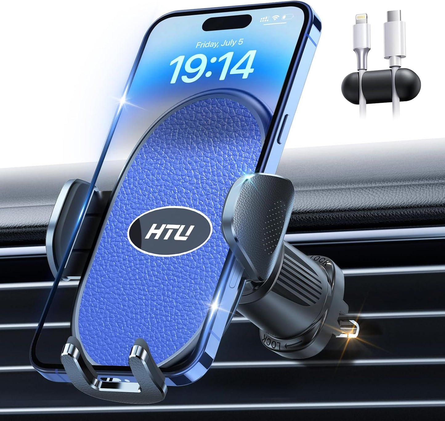 Military-Grade Car Phone Holder - Ultra Strong Steel-Hook Vent Mount, 360° Adjustable Handsfree Cradle for iPhone 16/15/14/13/12 Pro Max & Samsung Universal - Black
