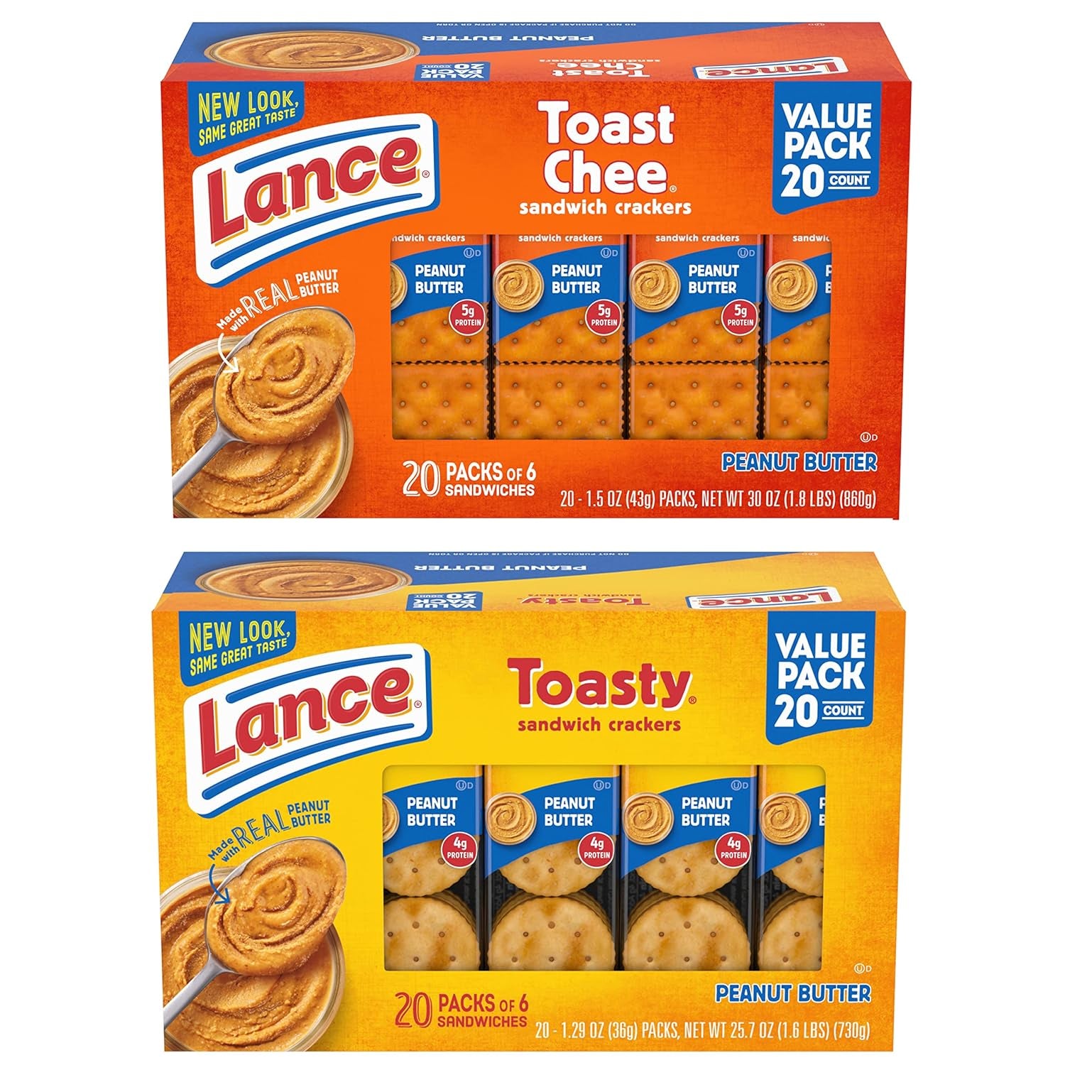Toasty Peanut Butter Sandwich Crackers - 10 Individually Wrapped Packs with 6 Sandwiches Each!