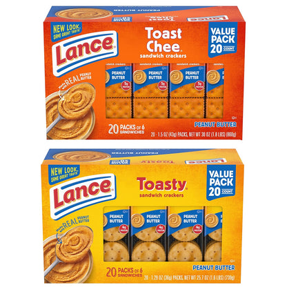 Toasty Peanut Butter Sandwich Crackers - 10 Individually Wrapped Packs with 6 Sandwiches Each!