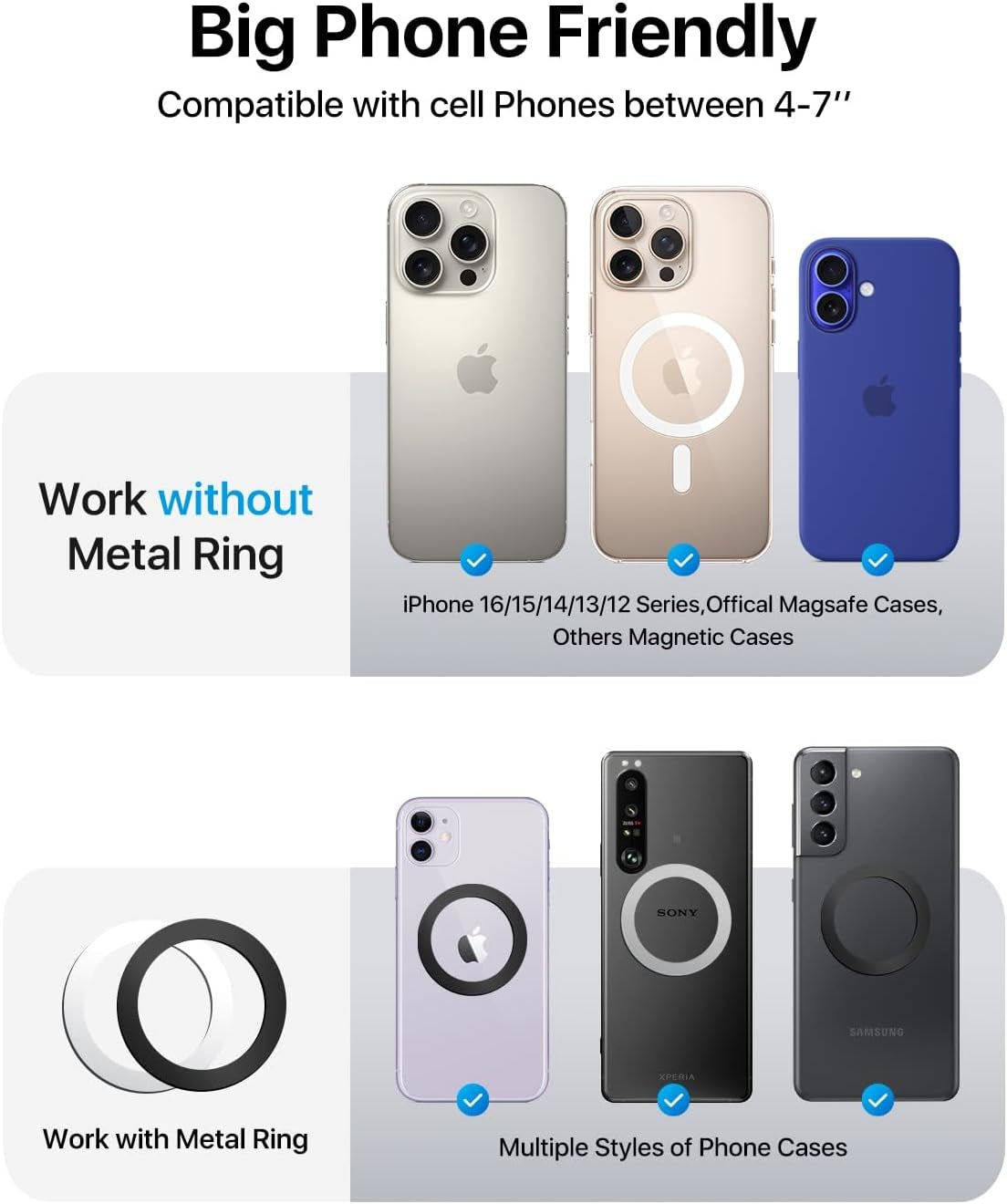 Magnetic Car Mount Pro - Strongest Magnet, Perfect for iPhone 16/15/14/13 Pro Max & Samsung S24/S23, Big Phone Friendly, Ultimate Stability for Your Drive!