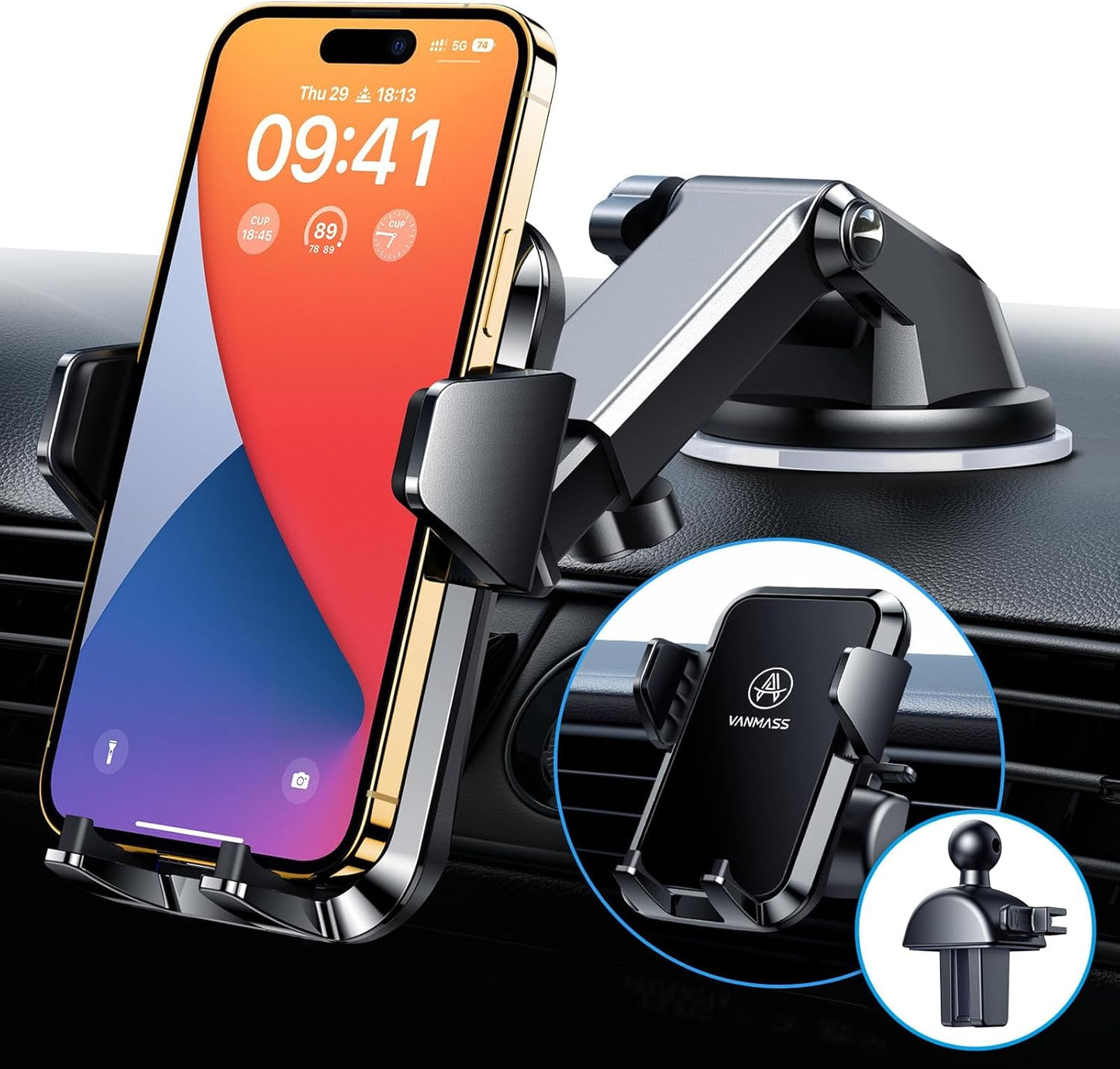 2025 Ultimate Car Phone Holder by  - Military-Grade Suction Mount for Dashboard & Windshield - Perfect for iPhone 16 Pro Max & Samsung S24
