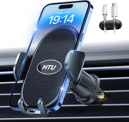 Military-Grade Car Phone Holder - Ultra Strong Steel-Hook Vent Mount, 360° Adjustable Handsfree Cradle for iPhone 16/15/14/13/12 Pro Max & Samsung Universal - Black