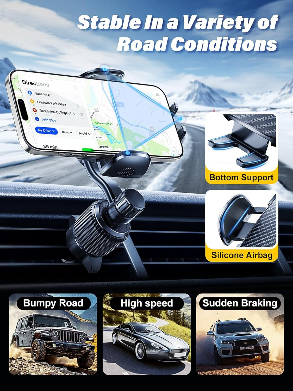 Car Vent Phone Mount - Universal Clip for iPhone & Samsung, Never Block Your A/C!