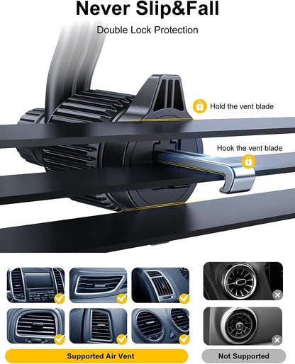 Car Vent Phone Mount - Universal Clip for iPhone & Samsung, Never Block Your A/C!