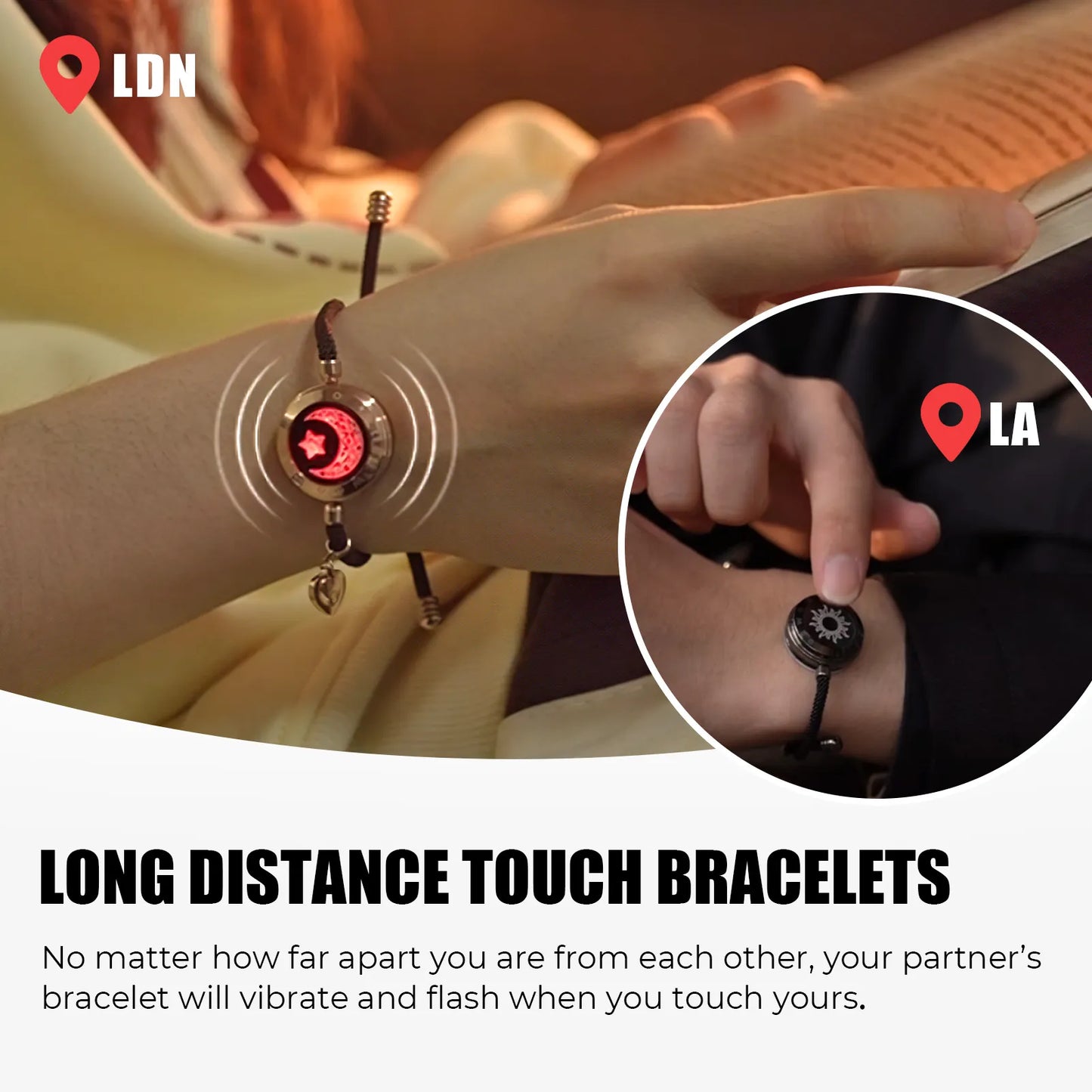 totwoo Long Distance Touch Bracelets for Couples