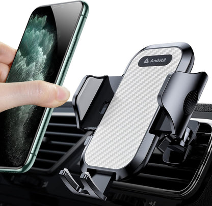 Military-Grade Car Phone Mount - Ultra-Stable Grip, Easy to Use, Compatible with iPhone 16 Pro Max, Android Samsung S24/S23, Silver Vent Accessory