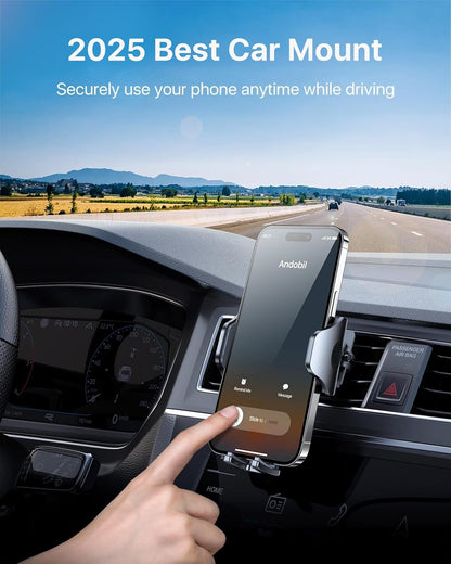 Military-Grade Car Phone Holder - Sturdy, Non-Slip Mount for iPhone 16/15/14/13/12 Pro Max & Samsung S24, Silver
