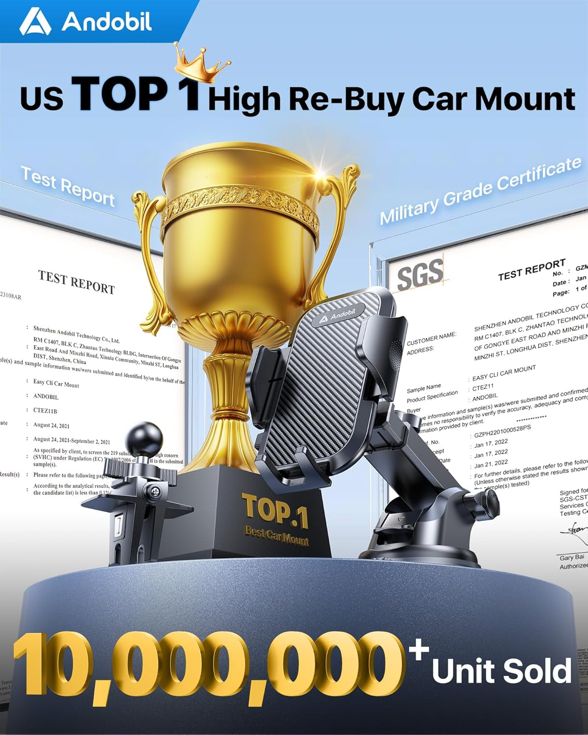 2025 Military-Grade Car Phone Holder - 85Lbs Ultimate Suction Mount for iPhone 16/15 Pro Max & Samsung - Perfect for Dashboard, Windshield & Vent