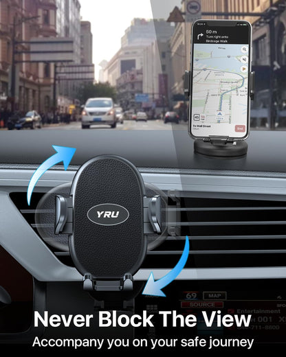 2025 Upgraded Car Phone Holder - Sturdy Metal Hook Clip, Ultimate Vent Mount for iPhone 16/15/14/13 & Samsung Android - No More Bumps! Compatible with All Smartphones - Sleek Black Design