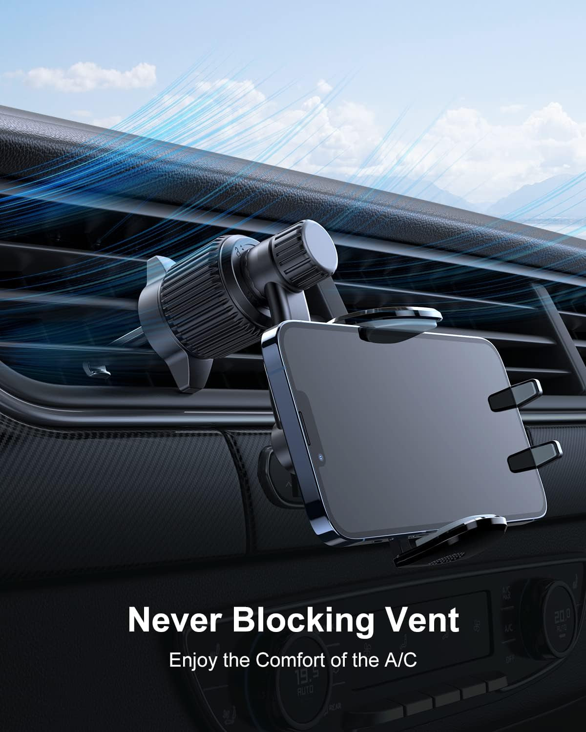 Car Vent Phone Mount - Universal Clip for iPhone & Samsung, Never Block Your A/C!