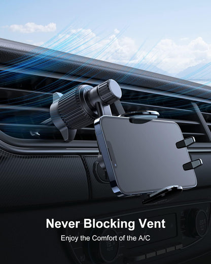 Car Vent Phone Mount - Universal Clip for iPhone & Samsung, Never Block Your A/C!