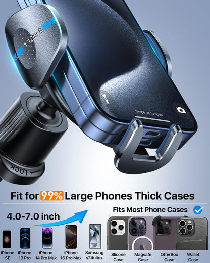 2025 Upgraded Car Phone Holder - Sturdy Metal Hook Clip, Ultimate Vent Mount for iPhone 16/15/14/13 & Samsung Android - No More Bumps! Compatible with All Smartphones - Sleek Black Design