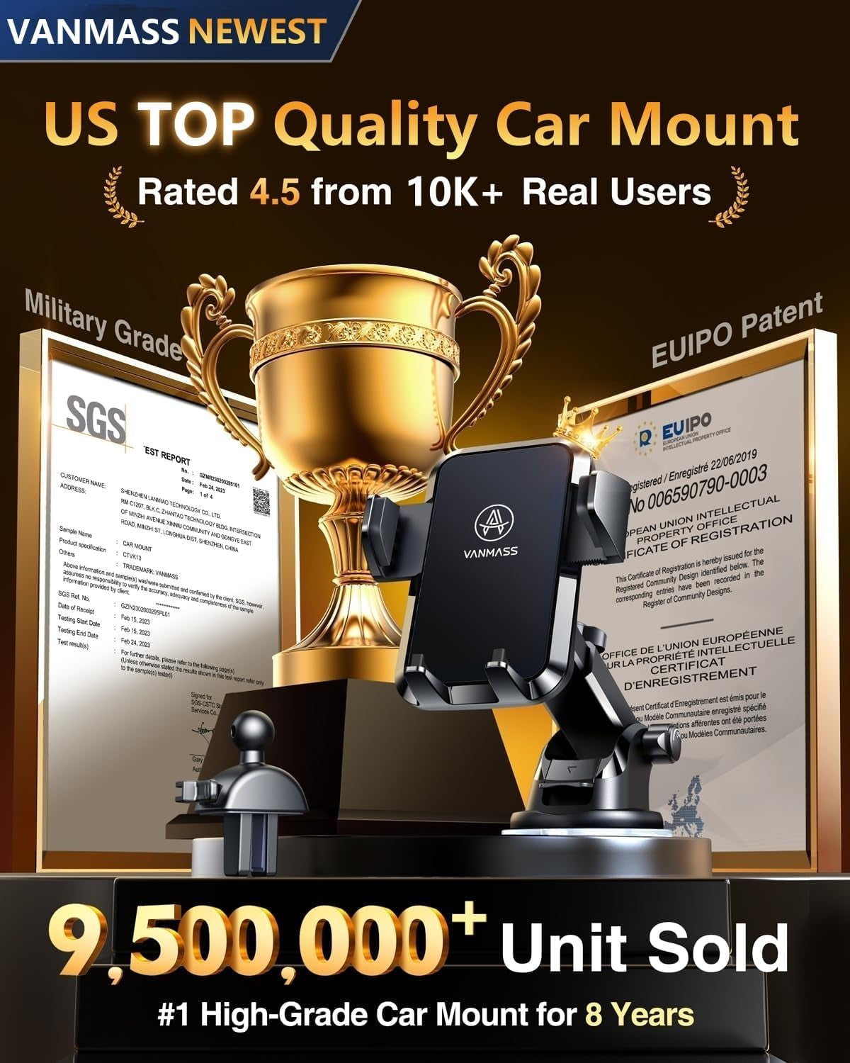 2025 Ultimate Car Phone Holder by  - Military-Grade Suction Mount for Dashboard & Windshield - Perfect for iPhone 16 Pro Max & Samsung S24