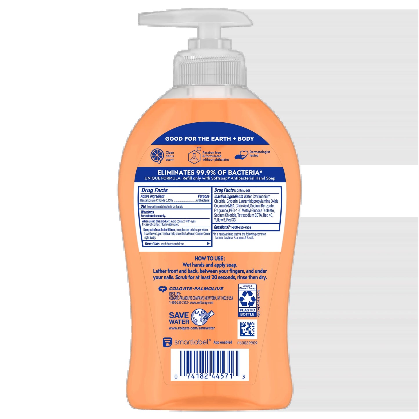 Antibacterial Liquid Hand Soap Pump, Crisp Clean - 11.25 Fluid Ounce (6 Pack)