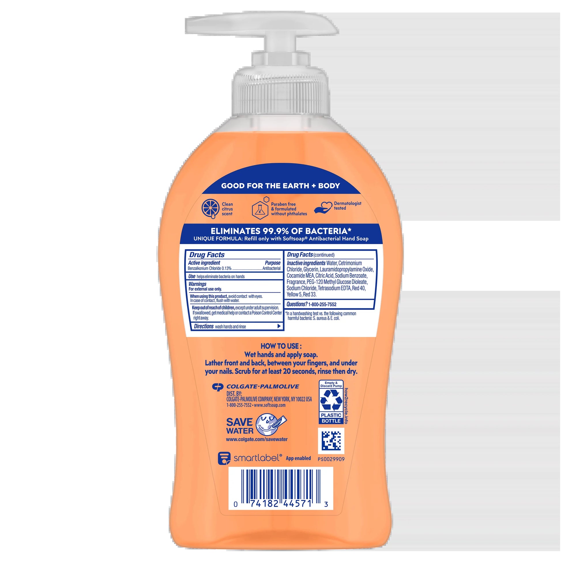 Antibacterial Liquid Hand Soap Pump, Crisp Clean - 11.25 Fluid Ounce (6 Pack)